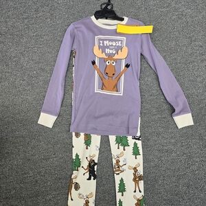 Lazy One Purple Moose Pajama Set